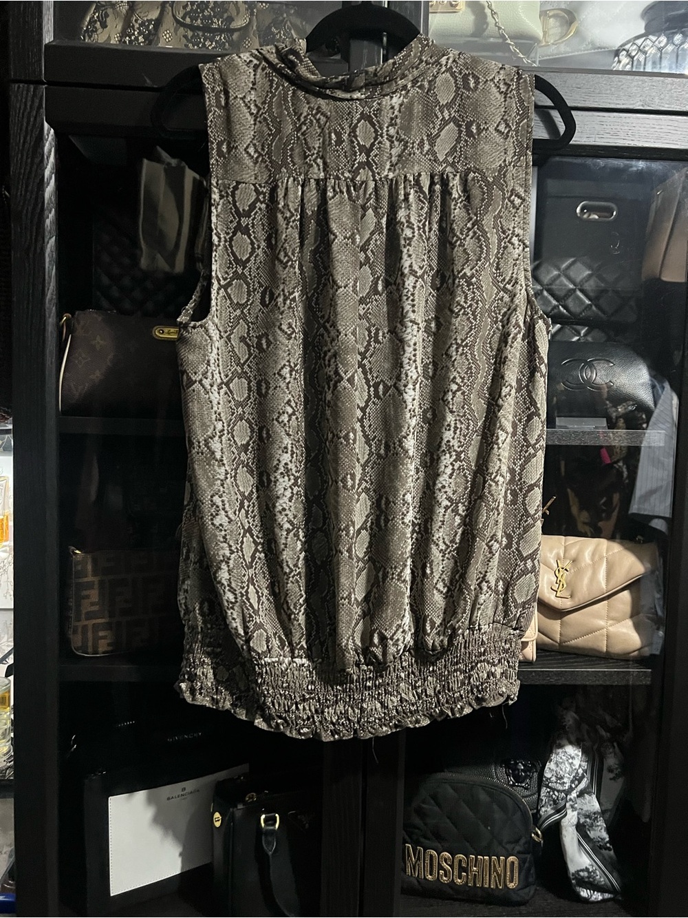 Michael Kors Sleeveless Snake-Print Cowl Neck Top - Picture 5 of 5